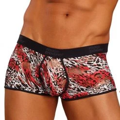 Male Power 150-174 Leopard Lace Enhancer Pouch Short Black And Brown