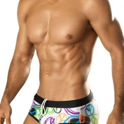 Vuthy 291 Peace Print With Waist Swim Brief