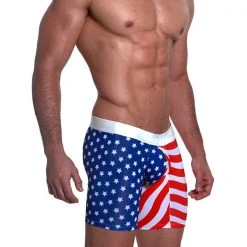 Mensuas MN0864 USA Flag Long Boxer 12 Mensuas MN0864 USA Flag Long Boxer