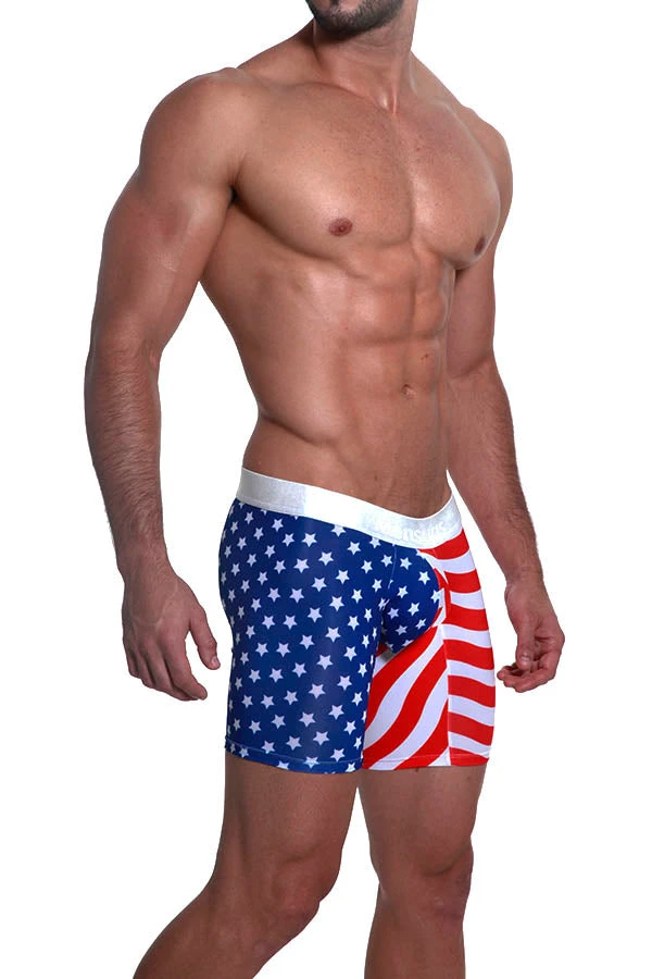 Mensuas MN0864 USA Flag Long Boxer 6 Mensuas MN0864 USA Flag Long Boxer