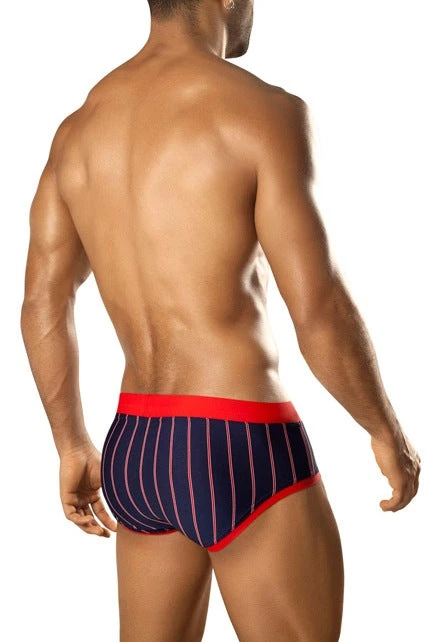 Vuthy 285 Navy & Red Stripes Swim Brief Swimwear 4 Vuthy 285 Navy & Red Stripes Swim Brief Swimwear
