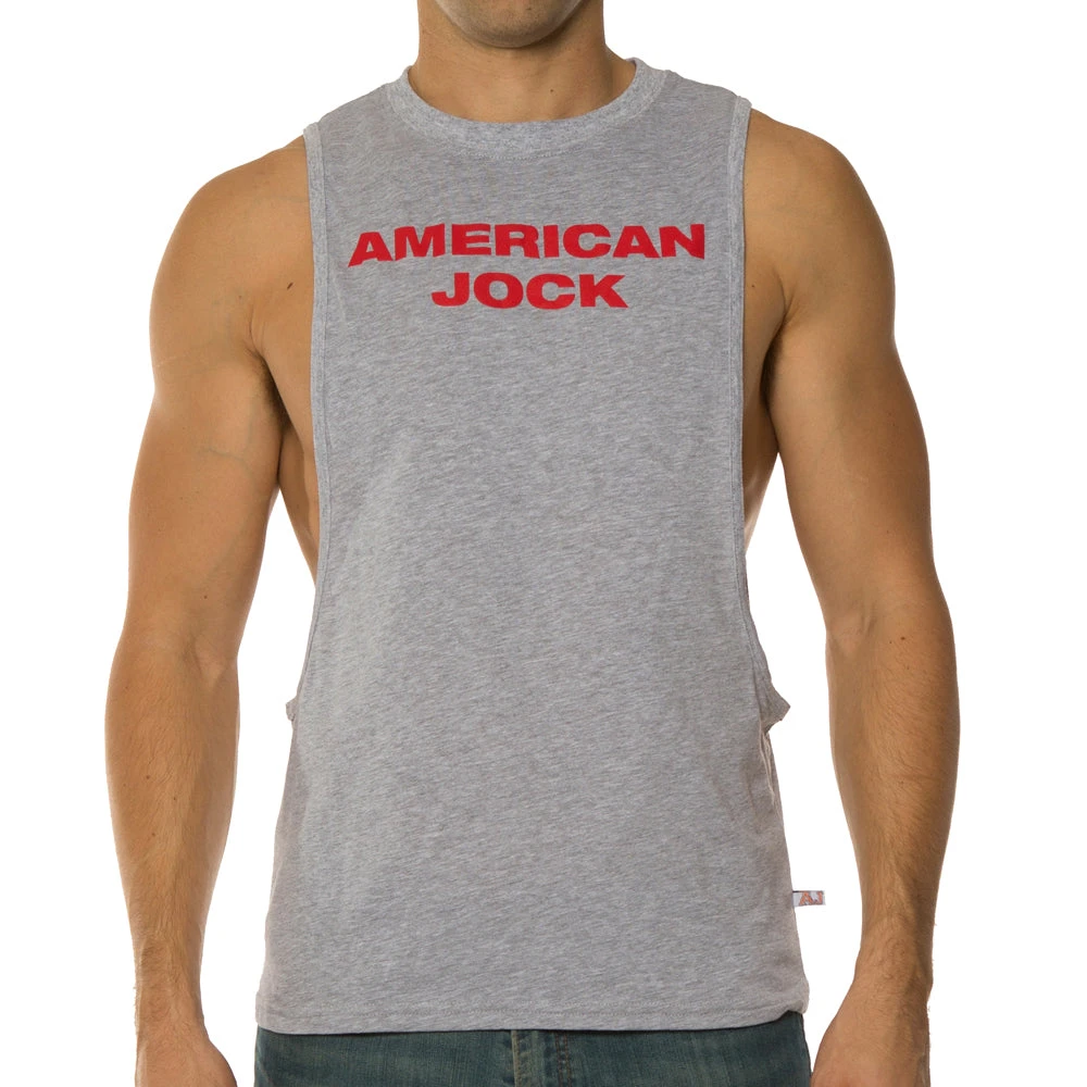 American Jock AJ8776 Gym Air Tee Heather Grey/RoyalBlue Shirts
