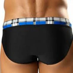 Swimwear Vuthy 276 Swimsuit Black With Royal Blue Plaid