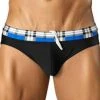 Swimwear Vuthy 276 Swimsuit Black With Royal Blue Plaid