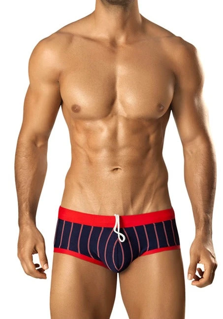 Vuthy 285 Navy & Red Stripes Swim Brief Swimwear 3 Vuthy 285 Navy & Red Stripes Swim Brief Swimwear